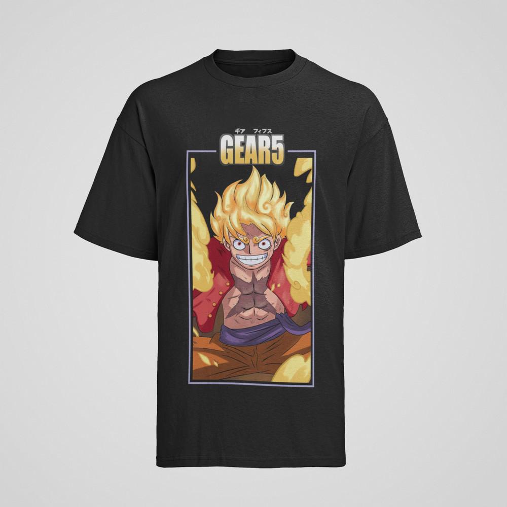 Herren T-Shirt Bio Baumwolle Anime Streetwear One Piece Gear 5 Monkey D. Luffy