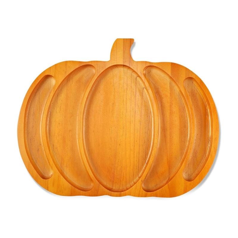 

Wooden Pumpkin Shape Serving Tray Halloween Party Essential Durable Food Safe Snacks Organizers 2 Size Option small