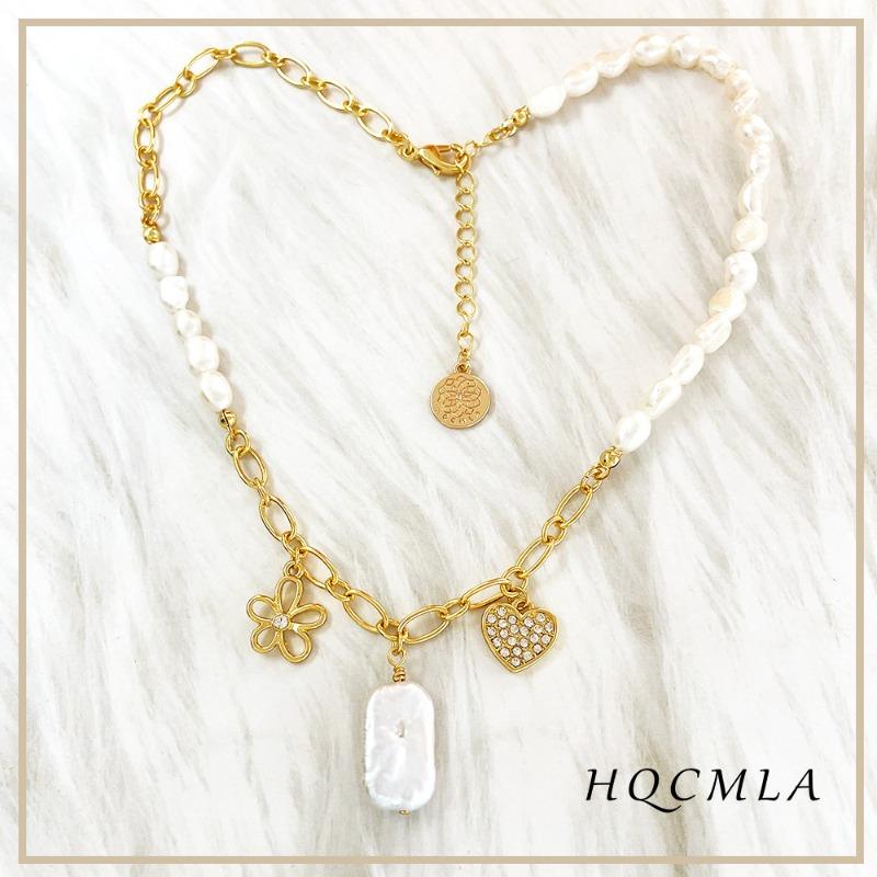 Meier Pearl layered necklace double chain fashion butterfly heart pendant women s romantic rose