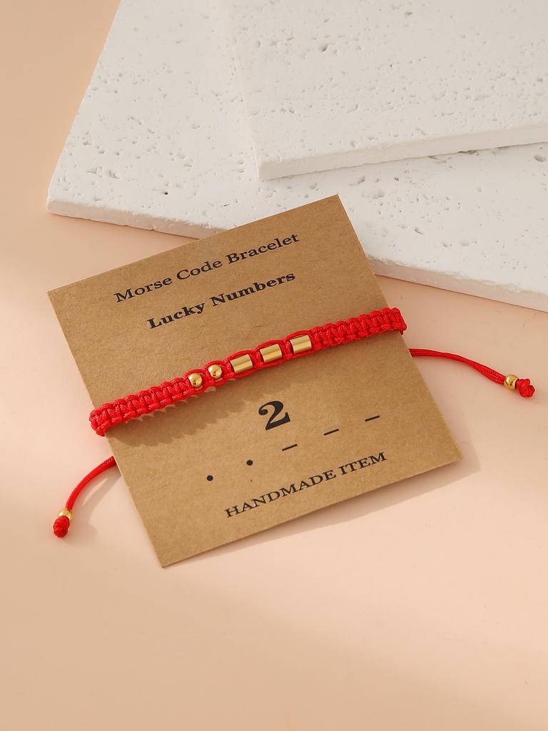 Handwoven Morse Code Number Flat Knot Bracelet Unisex Fashion Accessory