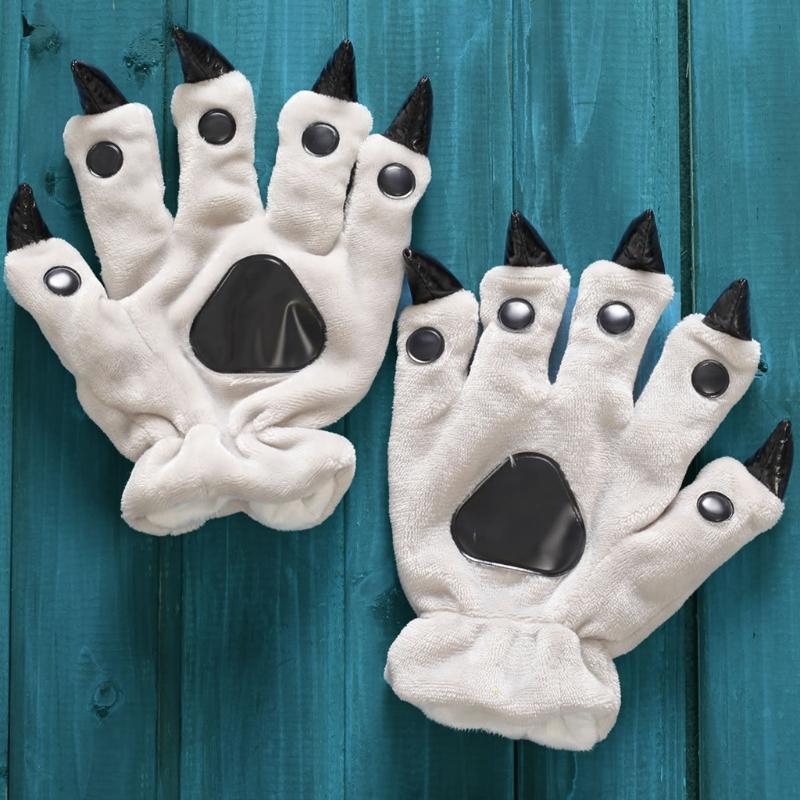 Plush Dinosaur Paw Gloves Cartoon Cute Animal Hand Gloves Animal Paw Warm Gloves Cosplay Tool Costume Party Accessories
