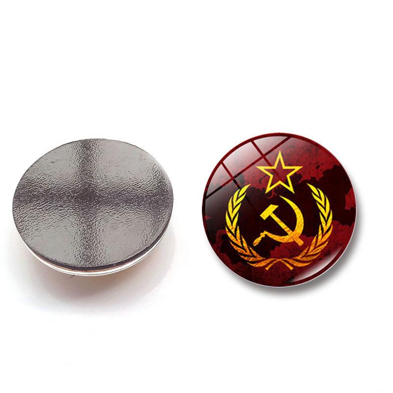 Cccp Soviet Army Red Star Brooches Pin Glass Cabochon Art Round Badges Logo Collarpins Jewelry For Friends Gift