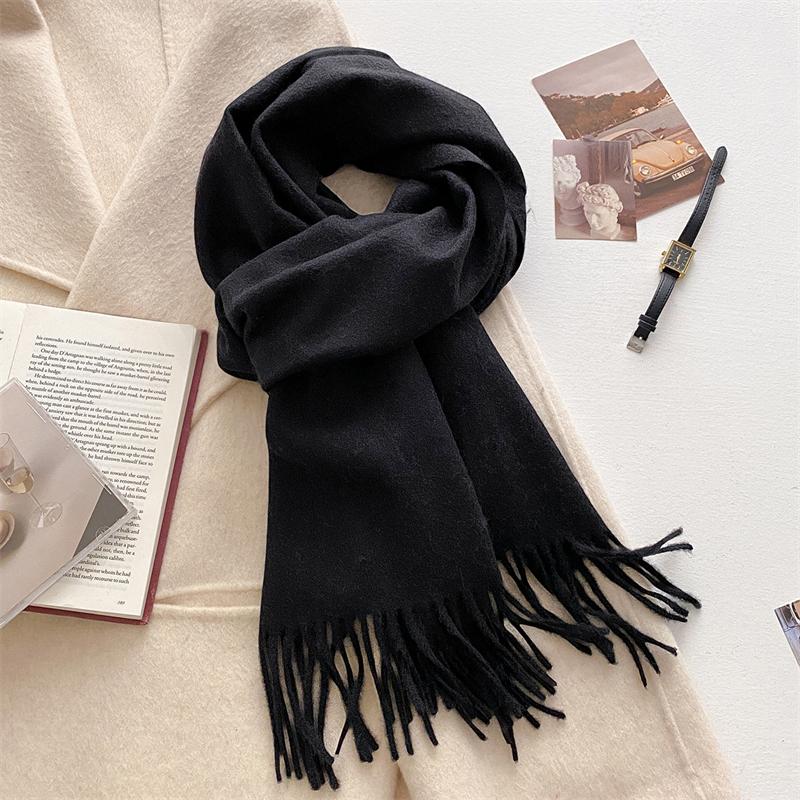Luxury Wool Scarf For Women Fashion Warm Cashmere Scarves Korean Style Solid Knitted Shawl Wrap Pashmina Bandana Christmas Gift