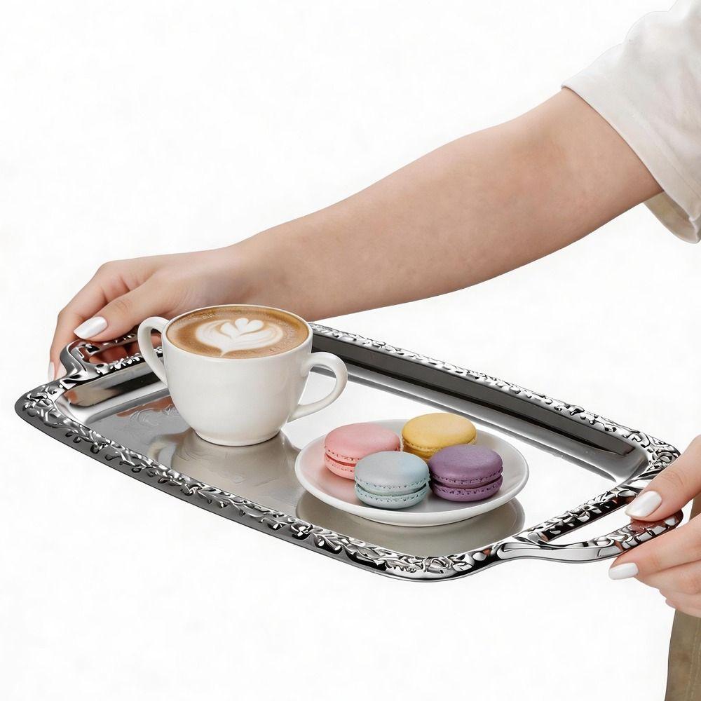 Stainless Steel Bread Tray Metal Food Platter Durable Display Tray Home Decoration