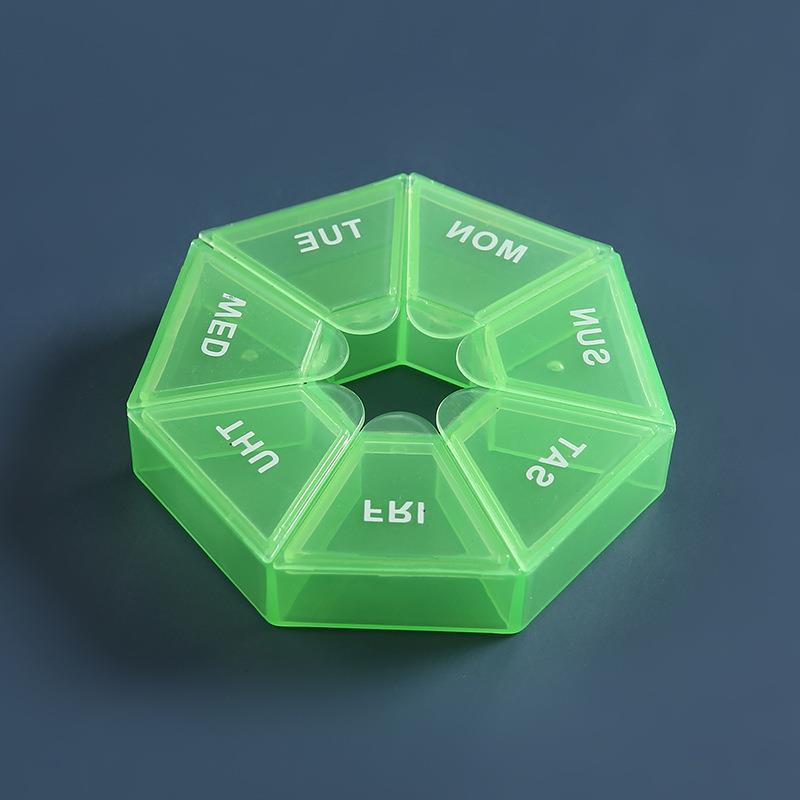 

1pc 7-Day Pill Organizer with Individual Daily Compartments Portable Travel Pill Case Multi-Functional Plastic Pill Storage box світло-зелений колір