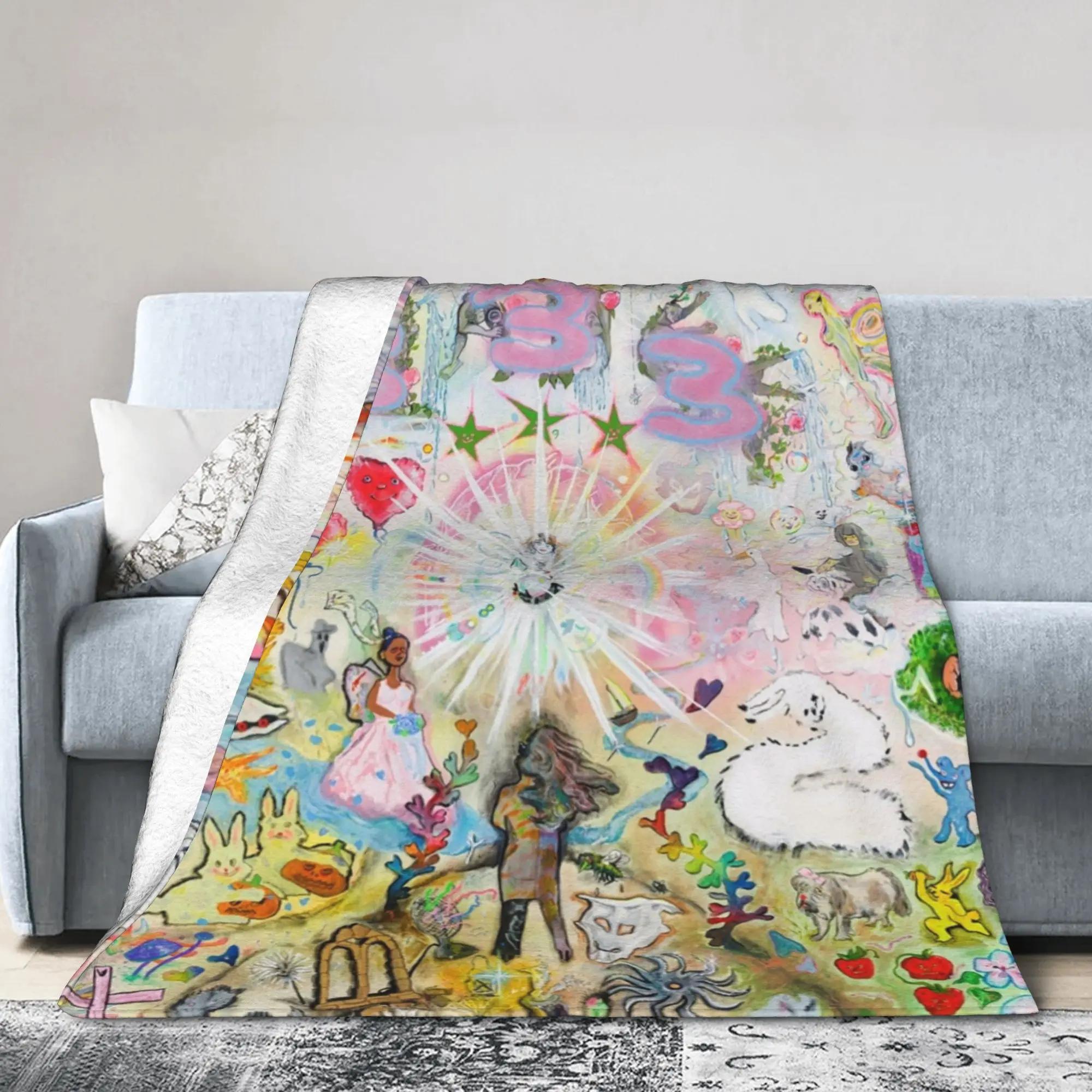 Bladee Album Cover Flannel Blanket Lightweight Printed Throw for Bed Bedroom Sofa Multifunctional Use 75X95CM