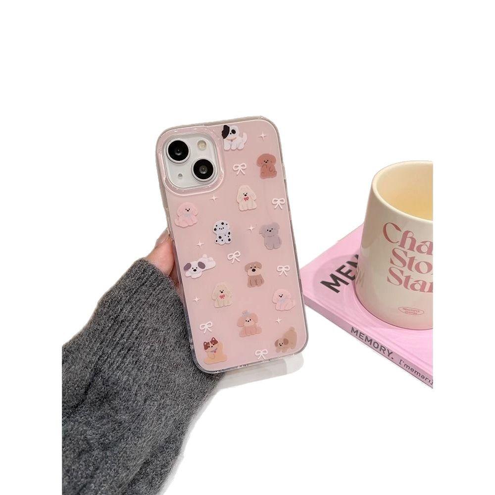 Cartoon bow puppy iPhone17promax mobile phone case Air suitable for Apple 16promax white background imd