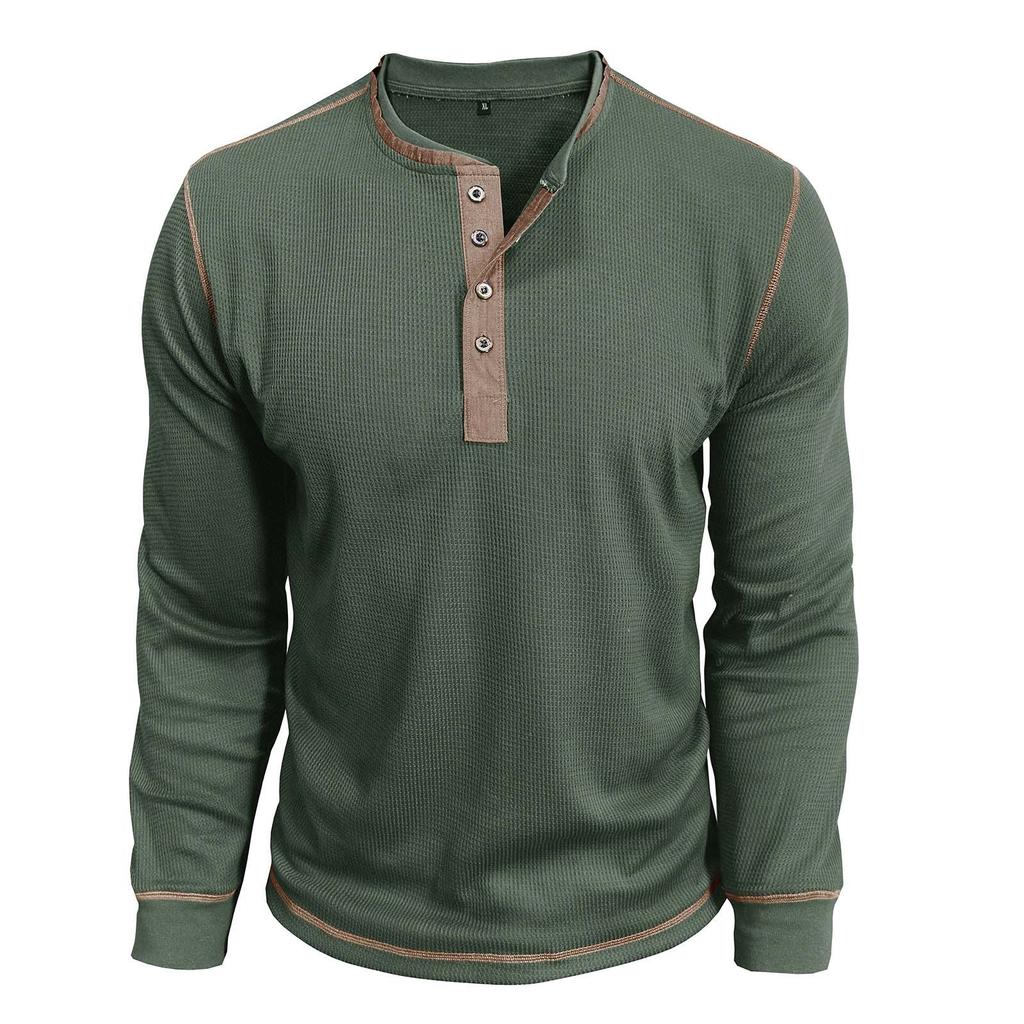 Herren Rundhals Kontrastfarben Langarm Top T-Shirt Sweatshirt