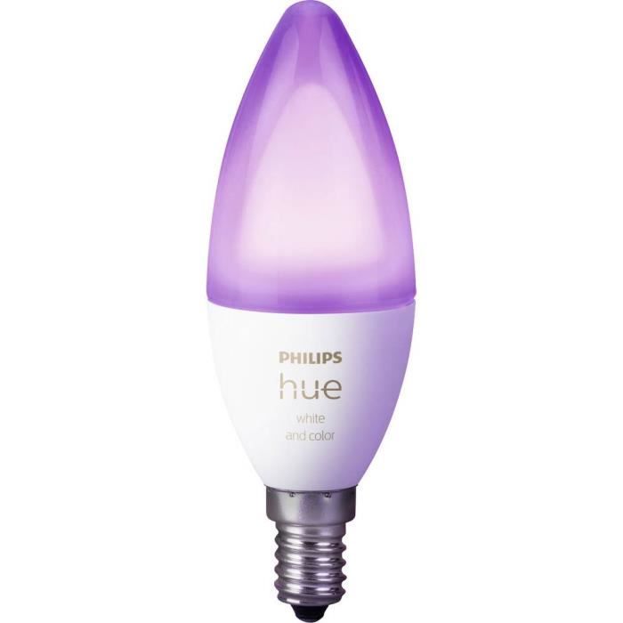 Ampoule LED - PHILIPS - Hue White &amp; Color Ambiance - E14 - Flamme - Intérieur