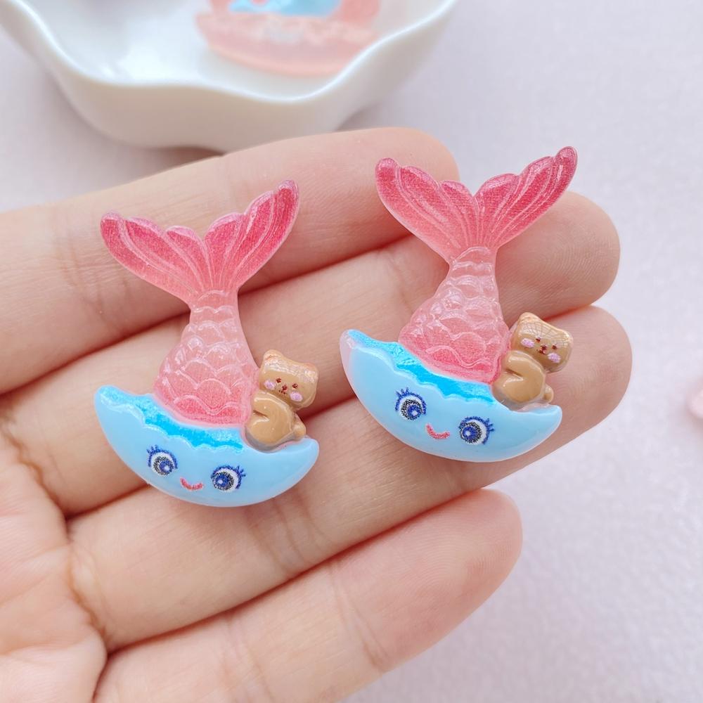 10PCS New Models Colorful Cartoon Turtle, Seahorse, Whale Ocean Series Resin Scrapbook DIY Jewelry Hairpin Headrope Decoration