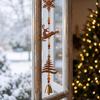 Christmas Tree Hanging Ornaments Rustic Metal Elk Wind Chime, Xmas Ornament with Reindeer Festive Entrance Hall Decor Snowflake Patterns, Vintage