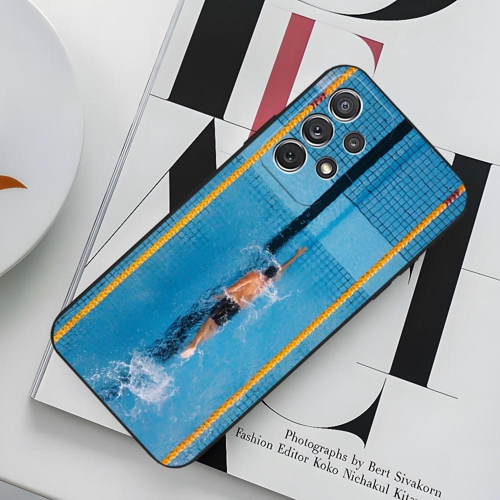 Swimming Pool Water Phone Case for Sumsung Galaxy S24 S23 S22 S21 S20 A24 A34 N20 M54 A54 A53 Fe Plus Ultra Black Soft Cover