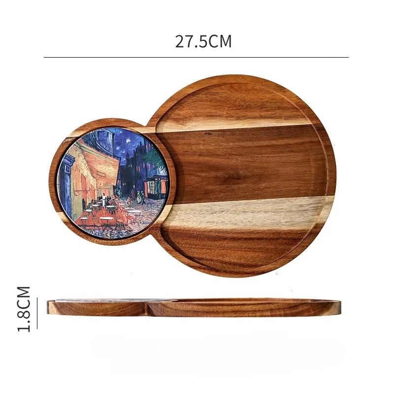 Bread Cutlery Wooden Tray Retro Pastry Dessert Afternoon Tea Snack  Tea Tray Suitable for Home Kitchen Decoration Accessories