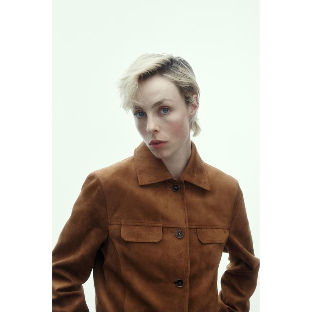 

H M textured jacket brown