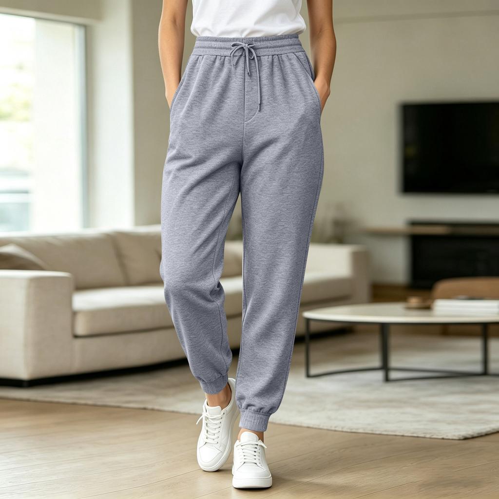 Women's Color Drawstring Cuffed Joggers Casual Pants