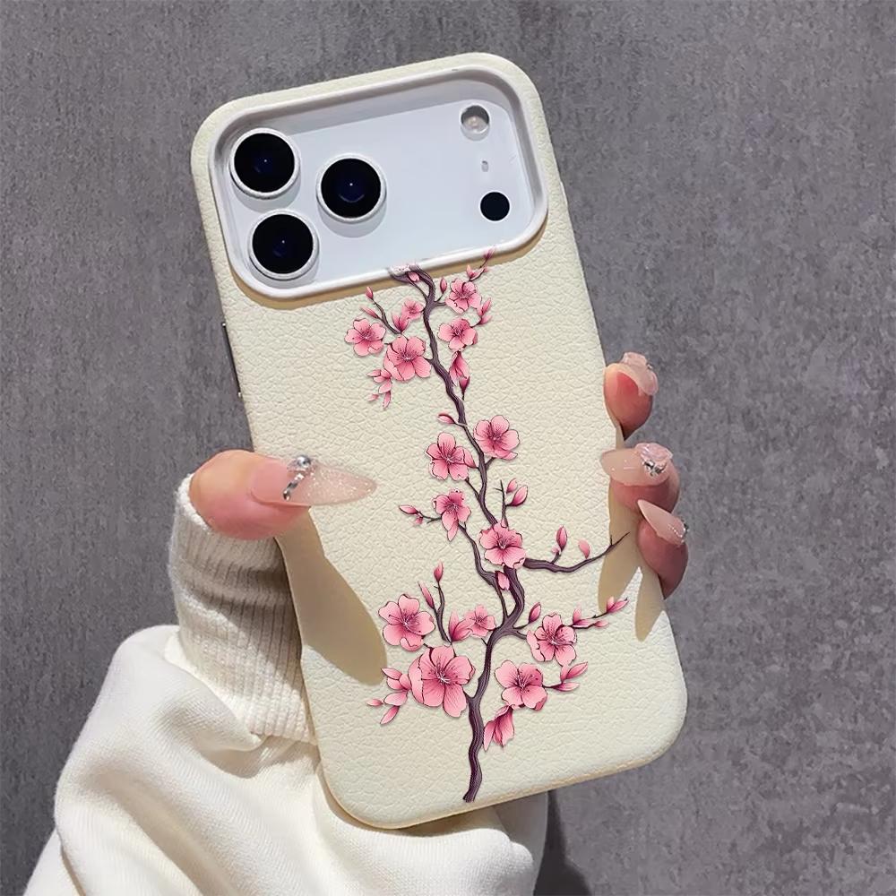 Pink Peach Blossoms Pattern Phone Case For iPhone 16 Pro Case iPhone 13 15 11 12 14 Pro Max 16e 15 Plus 17 Air Shockproof Cover