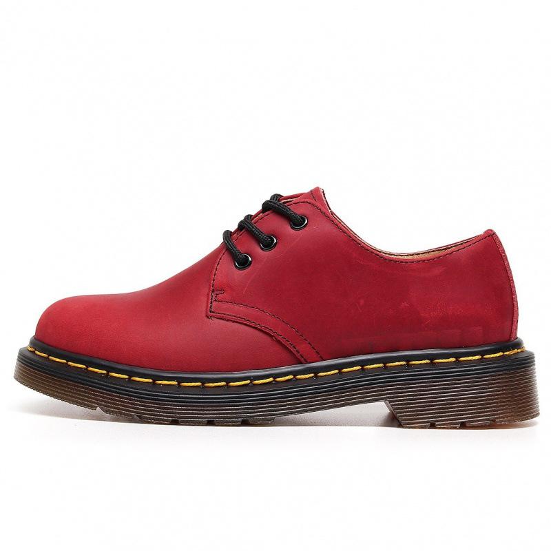 First layer low-top small leather shoes women's leather Crazy Horse brown large size short boots round head men's and women's couples leisure workers