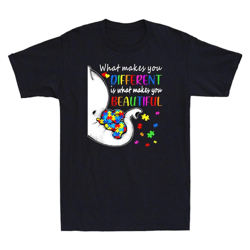 What Makes You Different Elephant Mom Autism Child Awareness Novelty Men T-Shirt XL