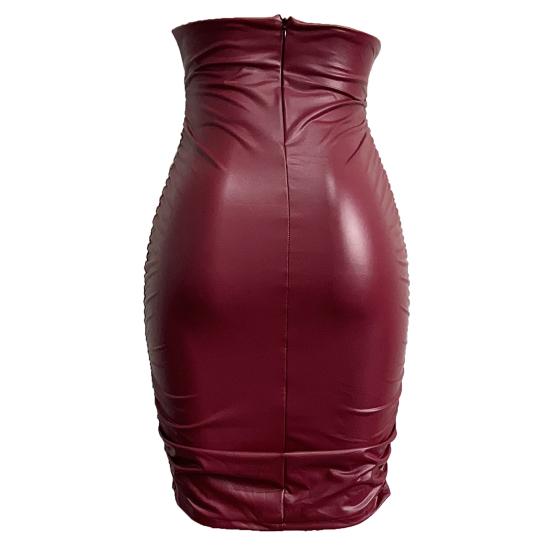 Damska Spódnica Wysoki Stan Sztuczna Skóra Obcisła Biodra Plisowany Dół Mini Spódnica Dojazdowa Ulica Krótka Spódnica Codzienne Ubranie