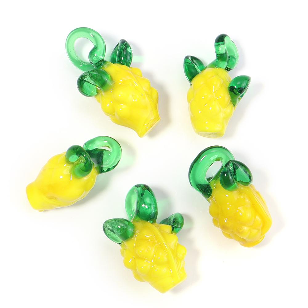5pcs/lot Vegetables Fruit Glass Charms Pendant Lemon Watermelon Eggplant Grape Pendants For DIY Jewelry Making Necklace Earrings