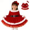 VNGOLERRY Santa Dress with Christmas Santa Claus Perfect for and Sizes and 110 Children's Headband, 2-Piece Set, Outfit, Fur-Covered, Girls' Dress,