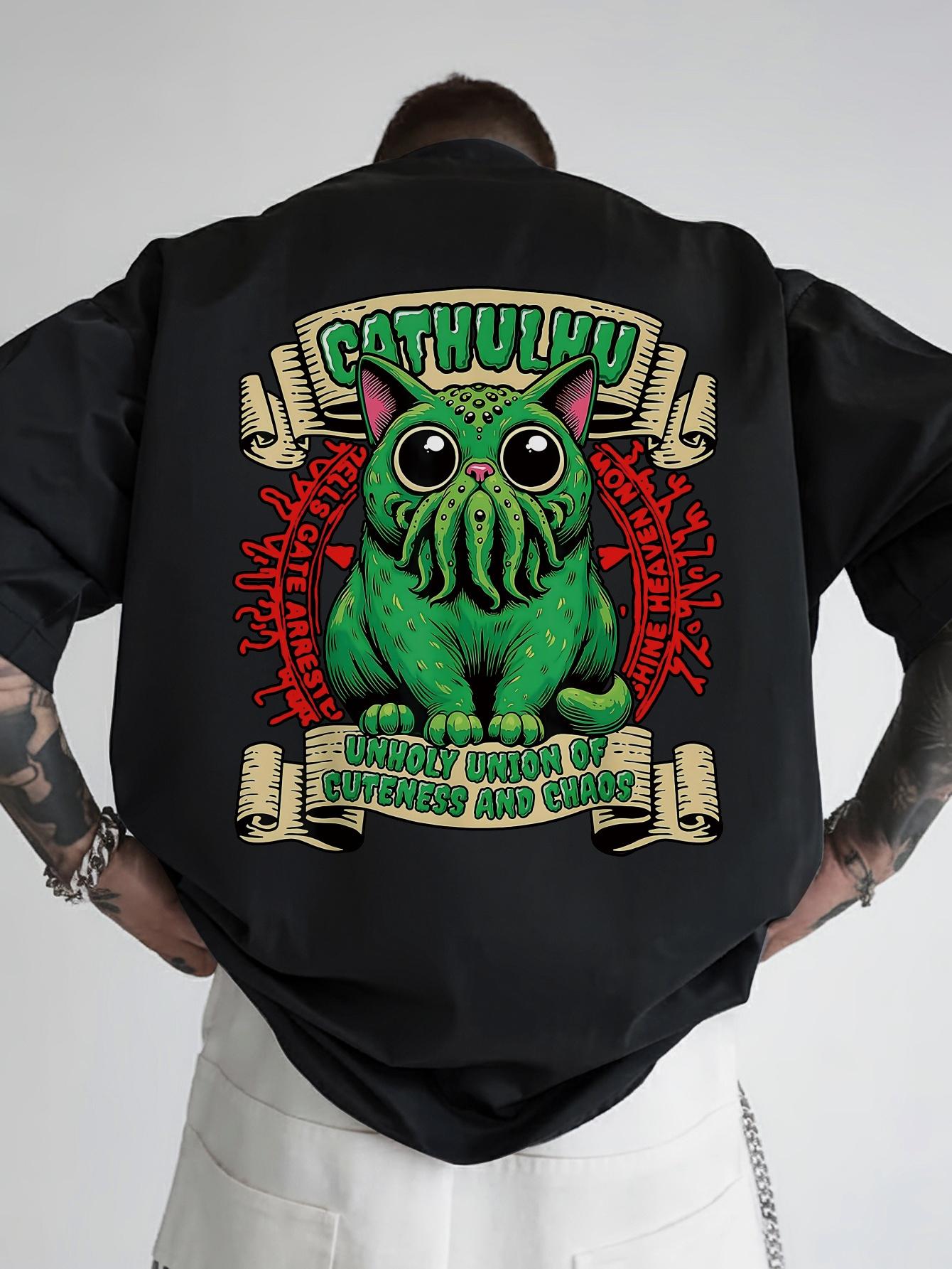 Casual Graphic T-shirt with Fun Back Print - Catholic Design XXXXL