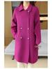 Women's Plus Size Double-Breasted Wool Overcoat with Suit Collar