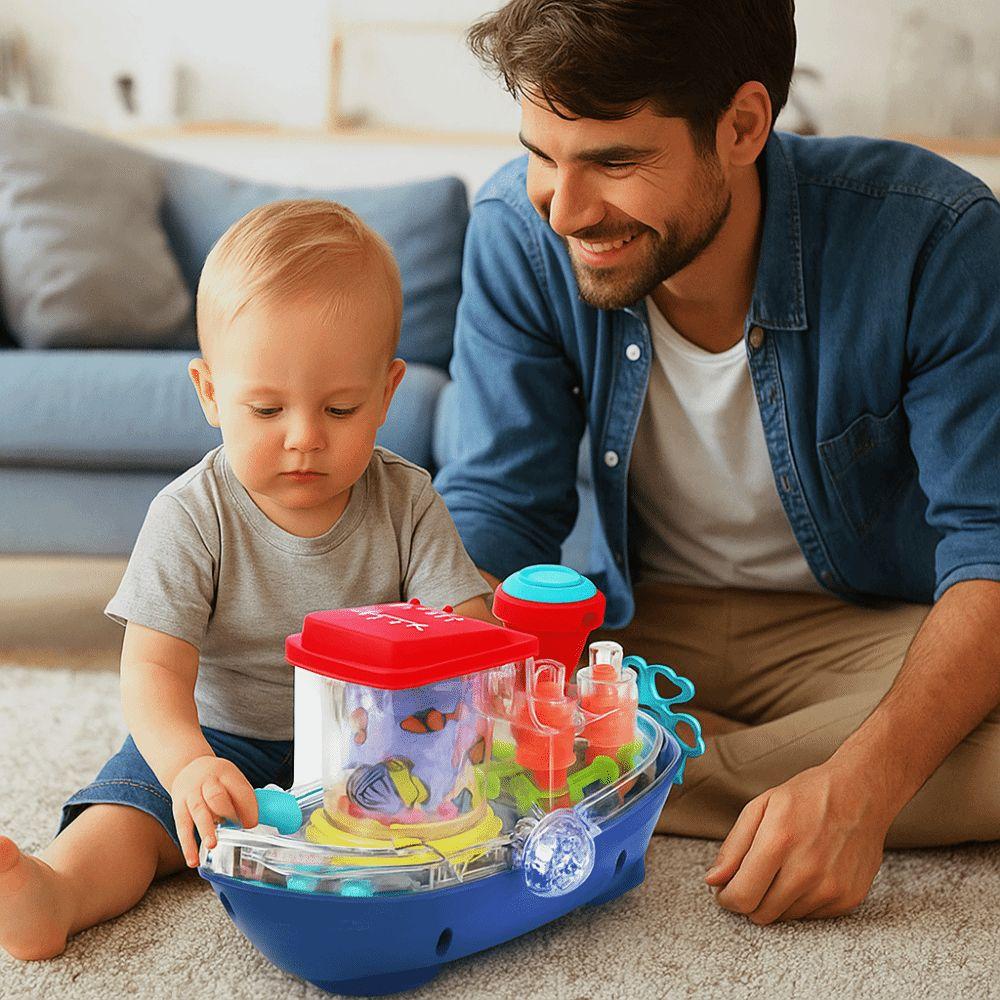 Sound Light Toy Electric Moving Boat Toy Plastic Musical Ship Toy  Kids Gift