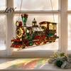 Indoor Outdoor Festive Decor Christmas Suncatcher, Stained Glass Style Window Hanging Ornament, Cute Cat Santa Decorative Sun Catcher Gift Claus