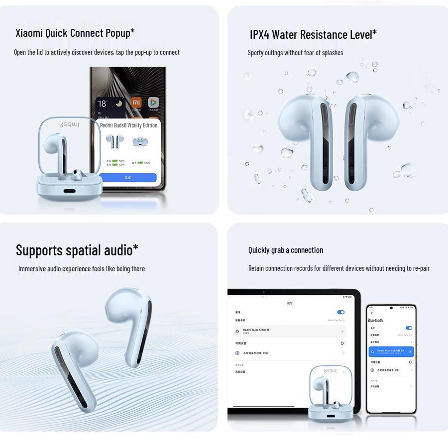 Redmi Buds6 Wireless Bluetooth Earphones, Semi-In-Ear, Noise Reduction, Long Battery Life