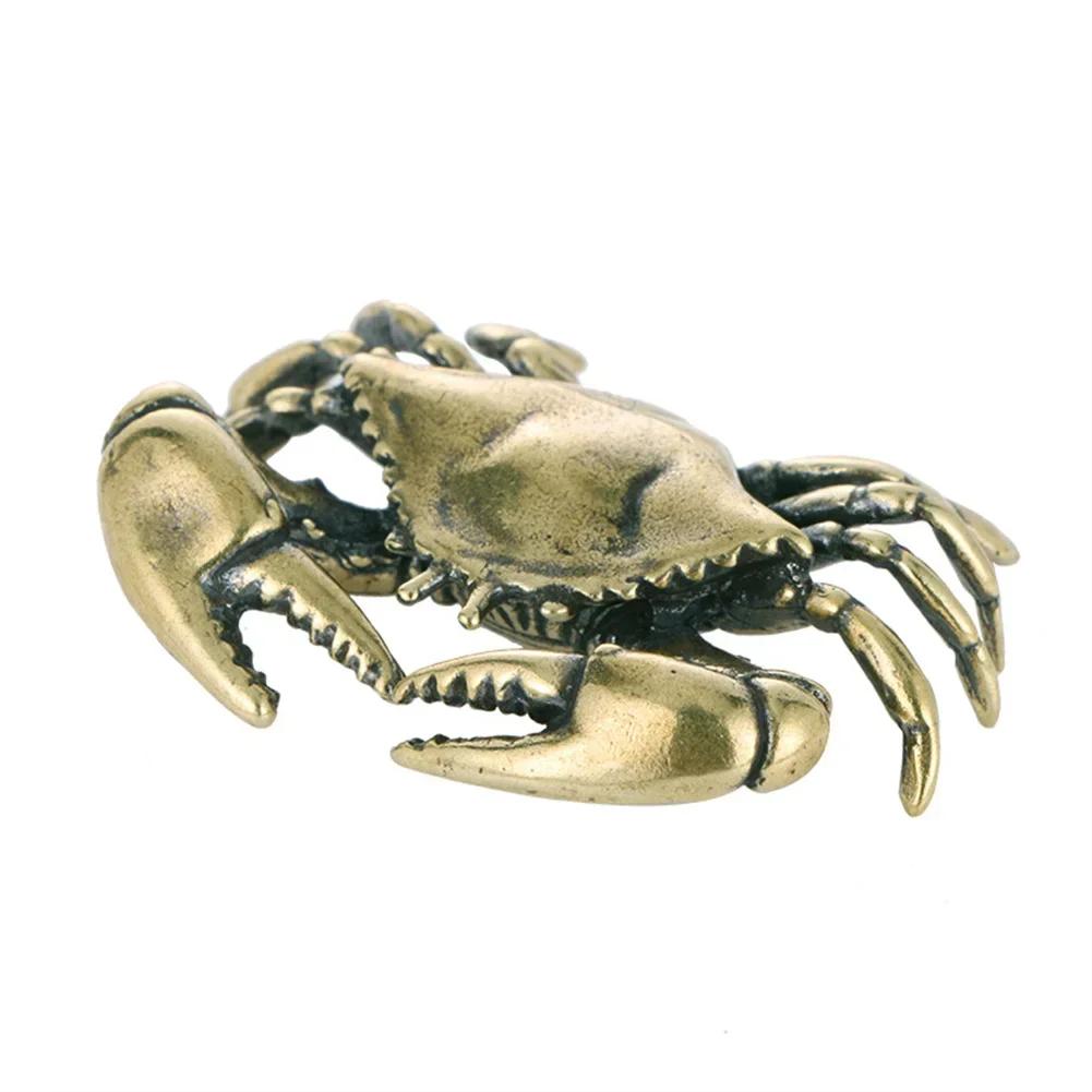 Statuette di granchio in ottone puro, statuette di animali in miniatura, ornamenti in rame, decorazioni per la casa, ufficio, scrivania, artigianato, decorazioni per la casa, nordico, 1 pz.