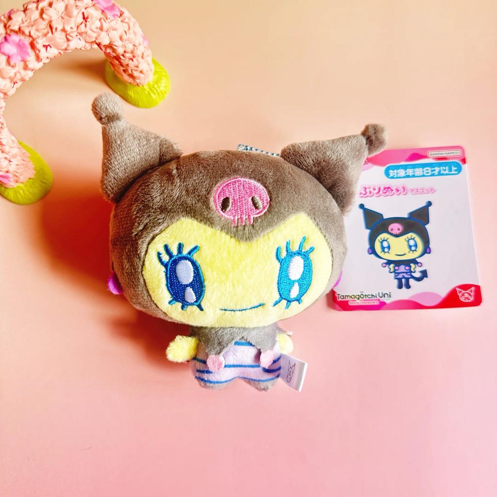 Cartoon Tamagotchi Mametchi Plush Toy Keychain Kitty Melody Kuromi Kawaii Bag Charm Stuffed Doll Accessory Decoration Kids Gifts