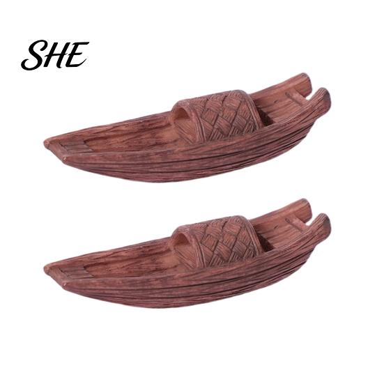 Mini Resin Sculpture 2 Pcs Miniature Boat Figurines for Fairy Garden Accessories, DIY Craft Ship Models Micro Landscape, Sand Tray, Terrarium, Bonsai C