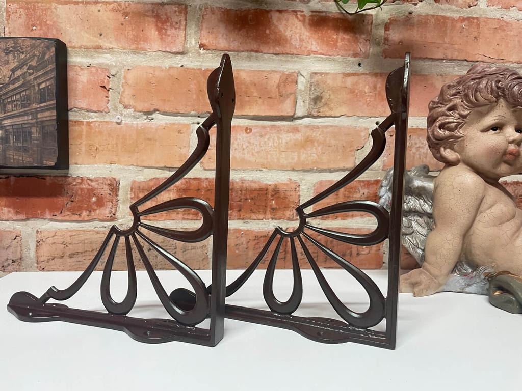 2 Cast Iron Wall Shelf Brackets Support Bracket Brown