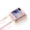 Crossbody Cards Solt Wallet Leather Case For Samsung Galaxy Z Flip 6 5G Triple Fold Pocket Golden Leaf Flip6 Bag Lanyard Cover