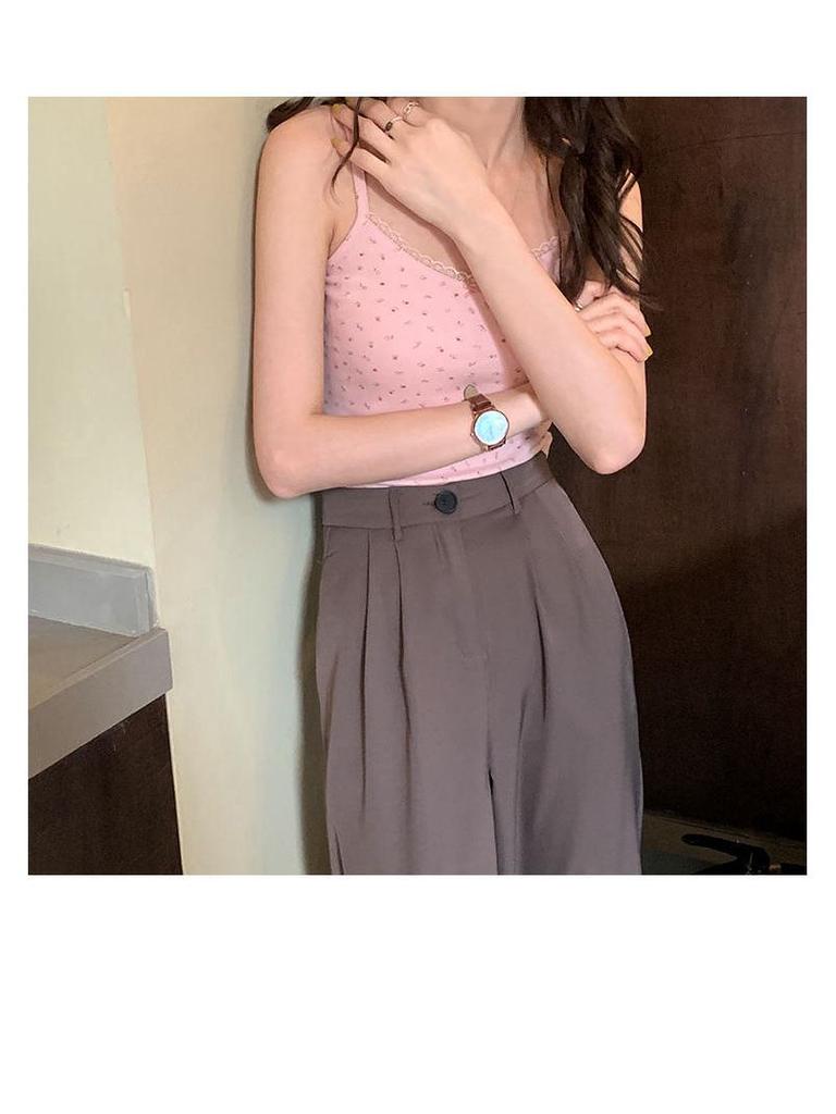 2024 Japanese Floral Ice Silk Lace Camisole - Summer Top for Women