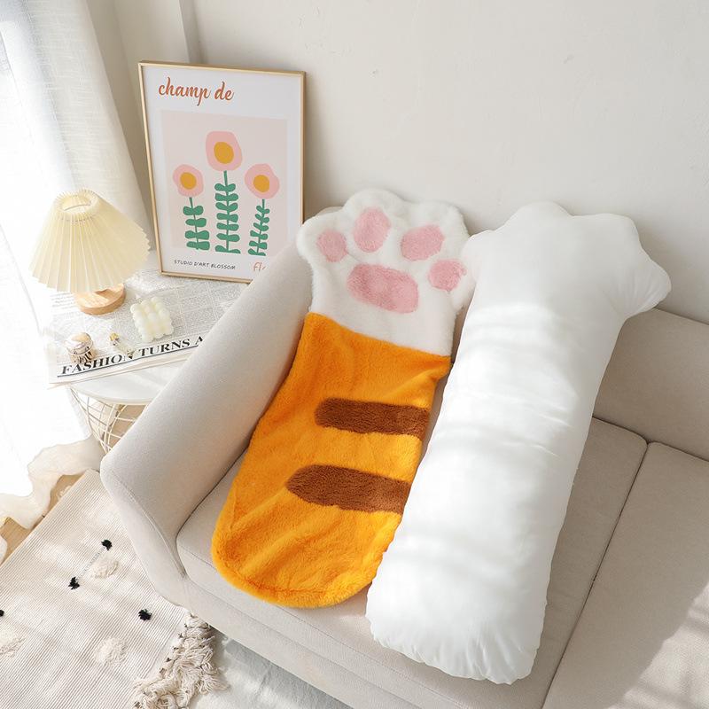 Large Furry Cat Claw Long Pillow Plush Toy Home Sofa Pillow Cushion Girls Sleeping Ragdoll