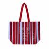 Weekend warrior stripe embroid canvas tote-bag (Red cyan)