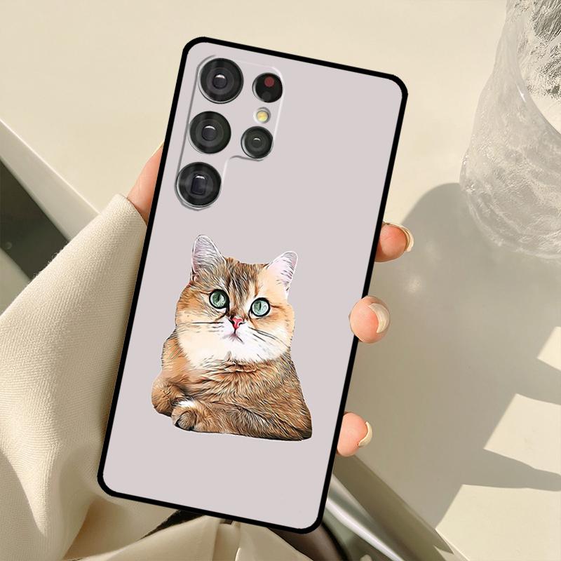British Shorthair Cat Case For Samsung Galaxy S24 Ultra S21 S22 S23 S25 Ultra S9 S10 Plus S20 FE S25 FE Back Cover