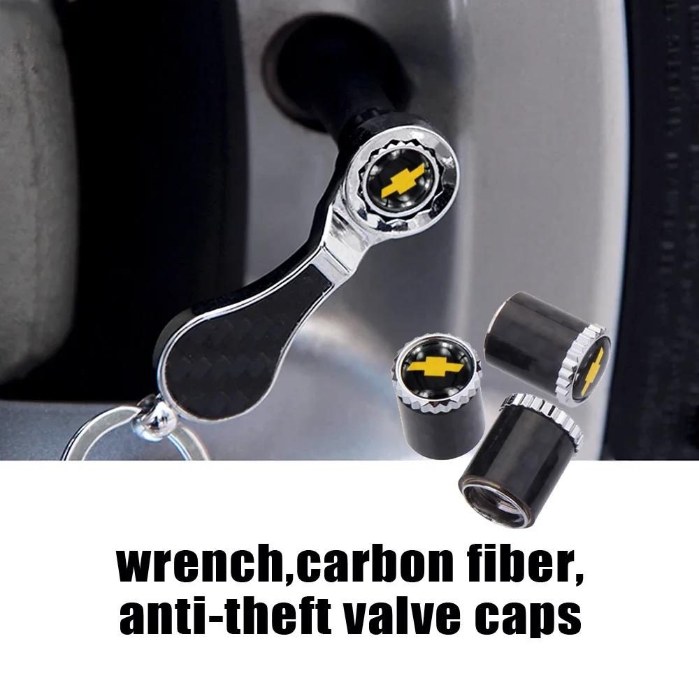 EII3 Car Tire Valve Cover With Keychain car Modified Accessories Fit Chevrolet Silverado Impala Malibu Equinox Cruze Camaro Blazer