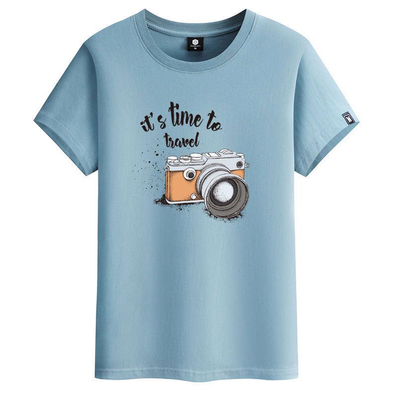 

Футболка унисекс из хлопка с коротким рукавом и логотипом - новый дизайн с круглым вырезом S