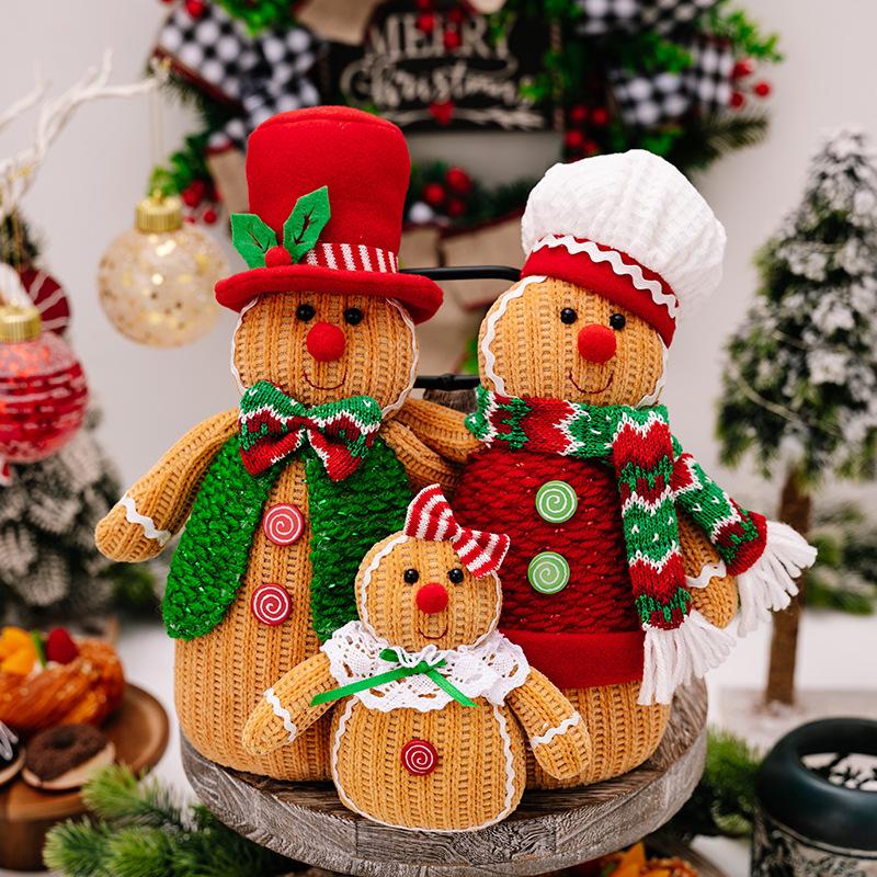 Christmas Decorations Creative Gingerbread Man Doll Ornament, A Family Of Three Gingerbread Man Window Ornament Doll Gift