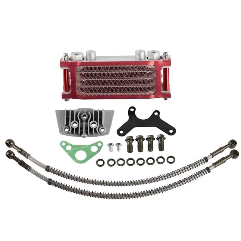 

Dirt Pit Bike Modification Oil Coolers Easy Installation Universal for 50 70 90 110 125 140CC Cooling Radiator Engine Kit червоний