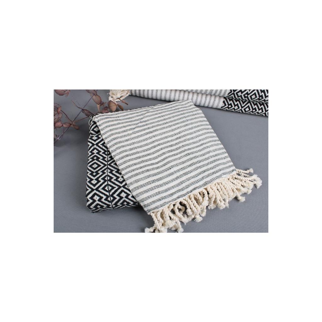 Peshtemal Black 95x190 Cm Cotton Beach Peshtemal Beach Towel
