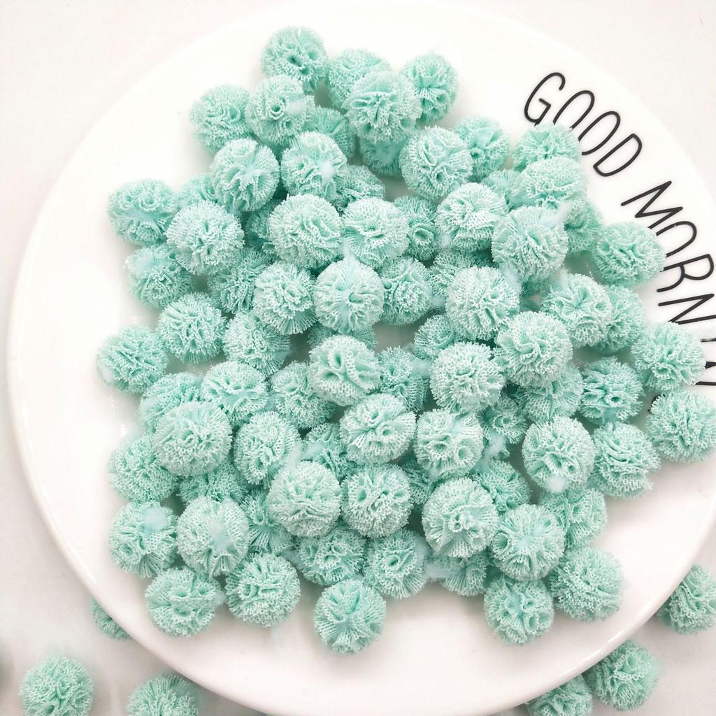 1,5 cm Doppelfarbiges Elastisches Netzblumen-Pompon-Spitzen-Haarschmuck, DIY Koreanischer Stil