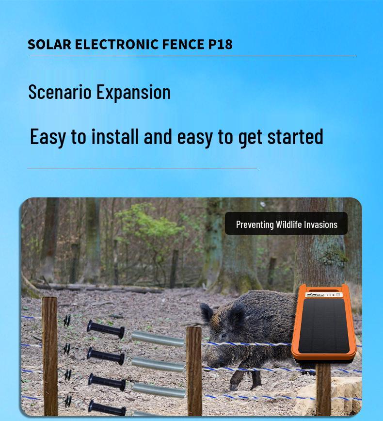 Solar-Powered Electronic Livestock Fence Kit for Pigs, Cattle, Sheep - Complete Set for Farm Use