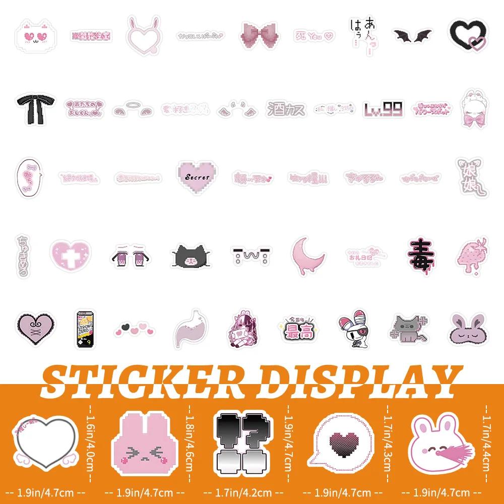 100PCS Pink Cute Goth Style Cartoon Stickers Suitcase Scrapbooking Laptop Stationery Toy Kawaii Graffiti Sticker Decorative