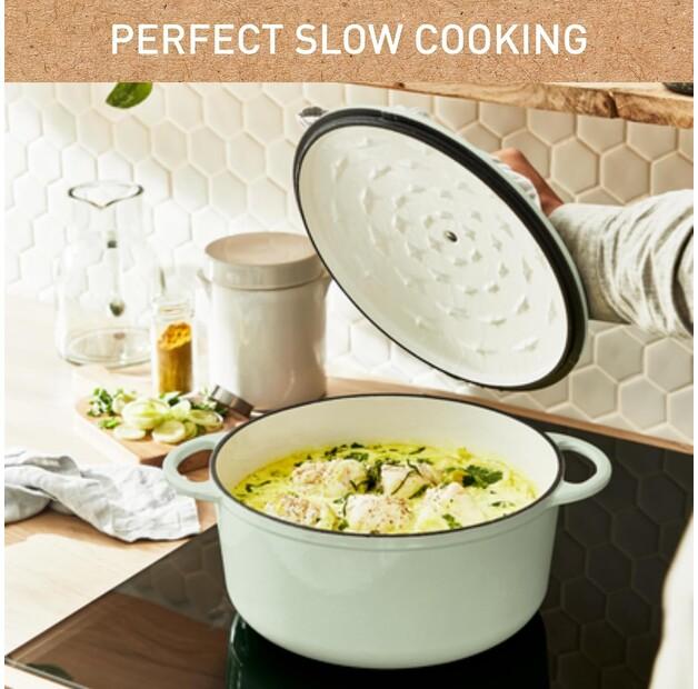 Чугунная жаровня Tefal E25805 Lov круглая 29 см светло-зеленая (E2580504)
