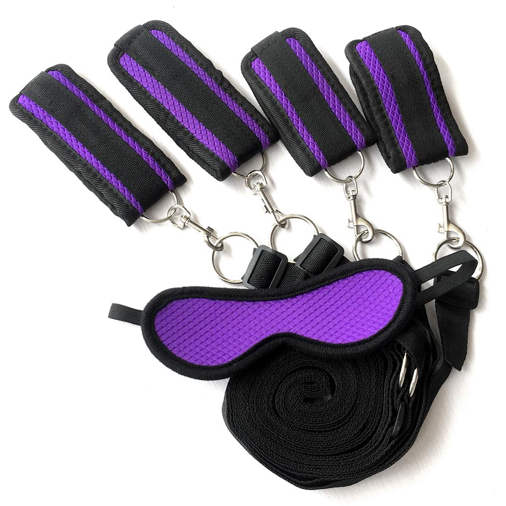 Sex Toys For Couples BDSM Bondage Set Under Bed Restraint Strap Handcuffs & Ankle Cuffs & Eye Mask Adults Games Erotic