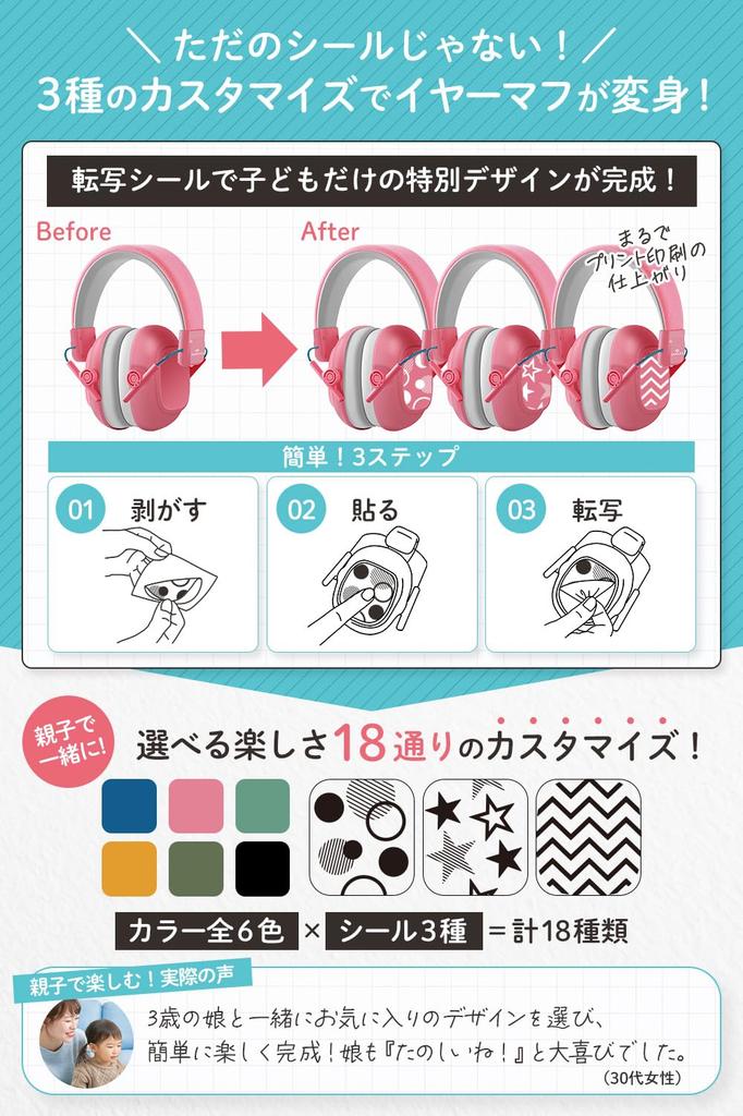 by a on comfort and sticker Earmuffs for concentrating [Supervised pediatrician] ``Focused design'' (transfer included) children, soundproofing,